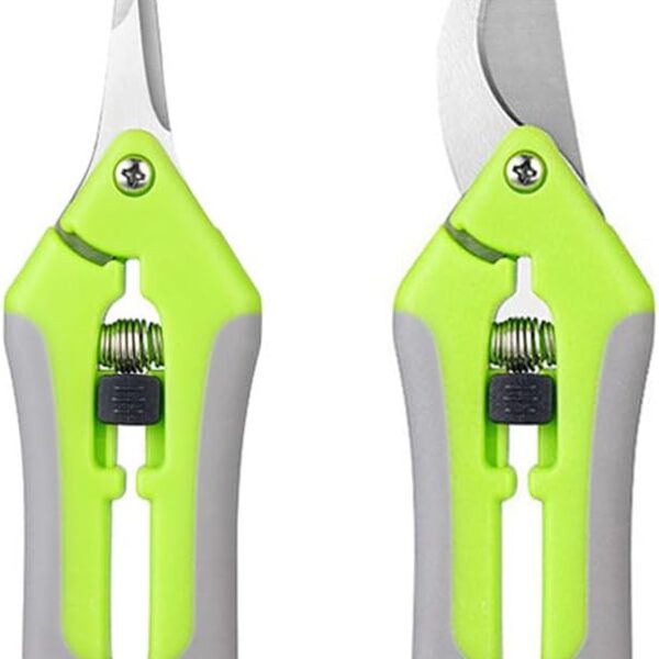 2Pcs Gardening Shears, Curved Garden Shears and Straight Gardening Pruning Shears, Ultra Sharp Stainless Steel Garden Scissors Trimmer, Beautiful Duo-Colored Pruner Shears, Pruners for Gardening