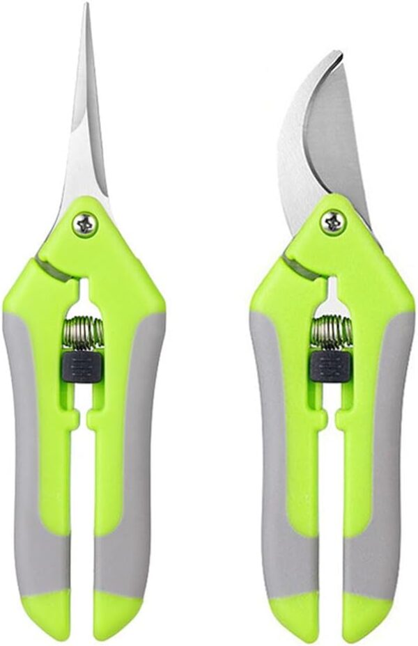 2Pcs Gardening Shears, Curved Garden Shears and Straight Gardening Pruning Shears, Ultra Sharp Stainless Steel Garden Scissors Trimmer, Beautiful Duo-Colored Pruner Shears, Pruners for Gardening