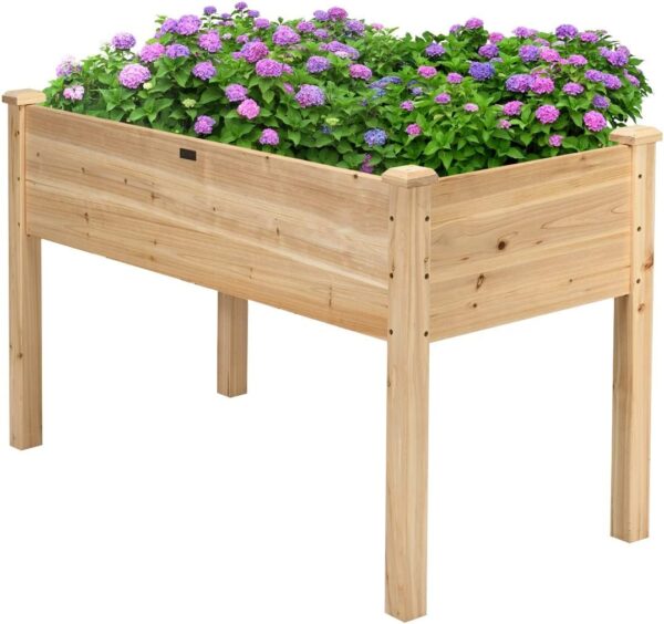 Raised Garden Bed, Elevated Wood Planter Box Stand with Legs for Vegetables, Flowers & Herbs, Standing Growing Bed for Backyard, Patio, Balcony, 49.5”L x 23.5”W x 30”H (Natural)