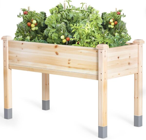Wooden Raised Garden Bed with Legs, 48”L X 24”W, Elevated Reinforced Large Planter Box for Vegetable Flower Herb Outdoors - Beam and Column Structure - Unmatched Strength