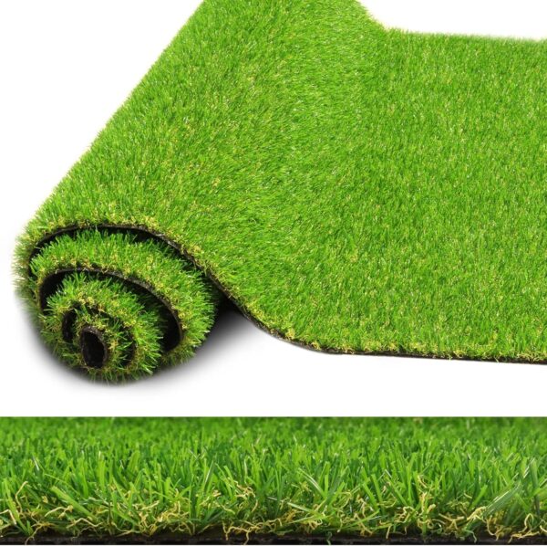 Realistic Artificial Grass Rug 3 FT x 5 FT Fake Faux Turf Grass,  0.8" Indoor Outdoor Patio Garden Lawn Landscape Balcony Synthetic Grass Mat, 4-Tones, Drain Holes, Rubber Backing
