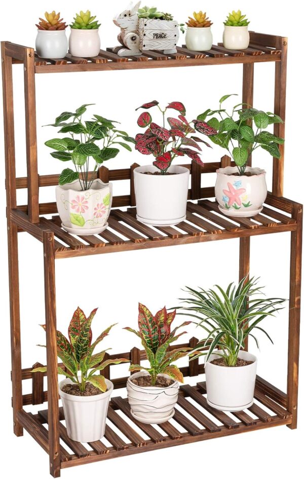 3 Tier Wood Plant Stand Vertical Plant Dislay Shelf Indoor Ourdoor Plant Rack, Balcony Living Room, Kitchen, Porch Organizer Plants Holder