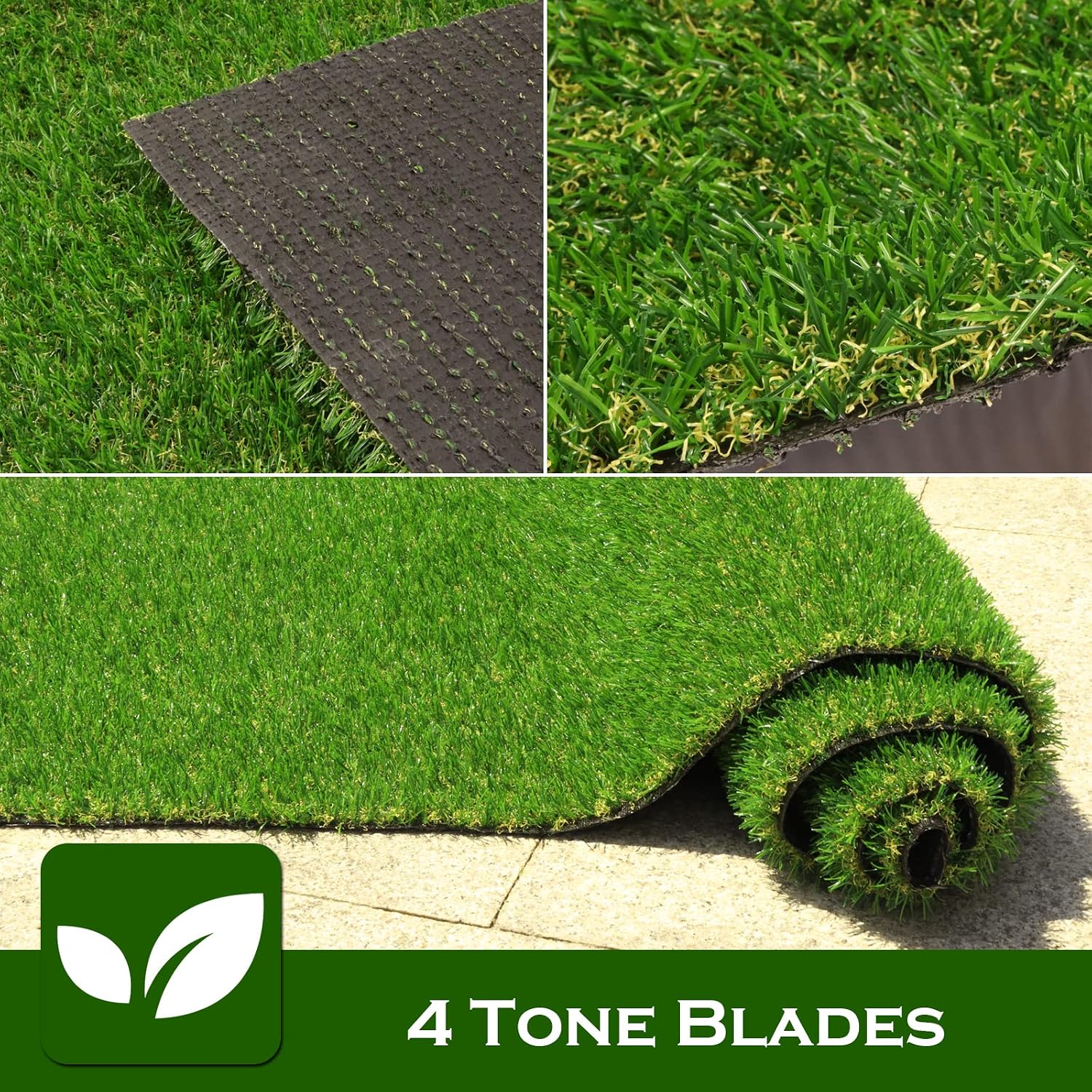 Artificial Turf Grass 4' x 6' with Drainage, 0.8 Inch Realistic Fake Grass Rug Indoor Outdoor Lawn Landscape for Garden, Balcony, Backyard, Patio, Synthetic Grass Mat for Pet Dogs, Customized - Image 2